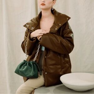 Jules Kae Brea pouch vegan leather in sapphire blue mini Bag with gold chain NEW